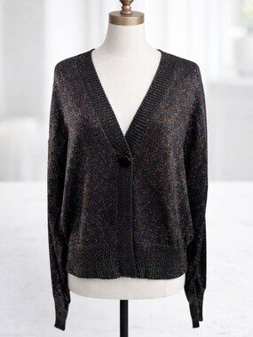 Joseph A. Multicolor Metallic Knit Cardigan| Snap Front Closure| Elegant| Size S